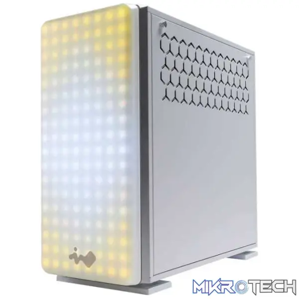 In-Win 307 White ATX Mid Tower Chassis with 144x addressable RGB LEDs on front panel - Image 4